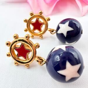 Vintage Avon 1993 “Star Spangled Dangle” Patriotic Nautical Earrings 4th Of July